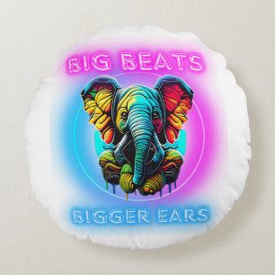 Colourful elephant face round cushion