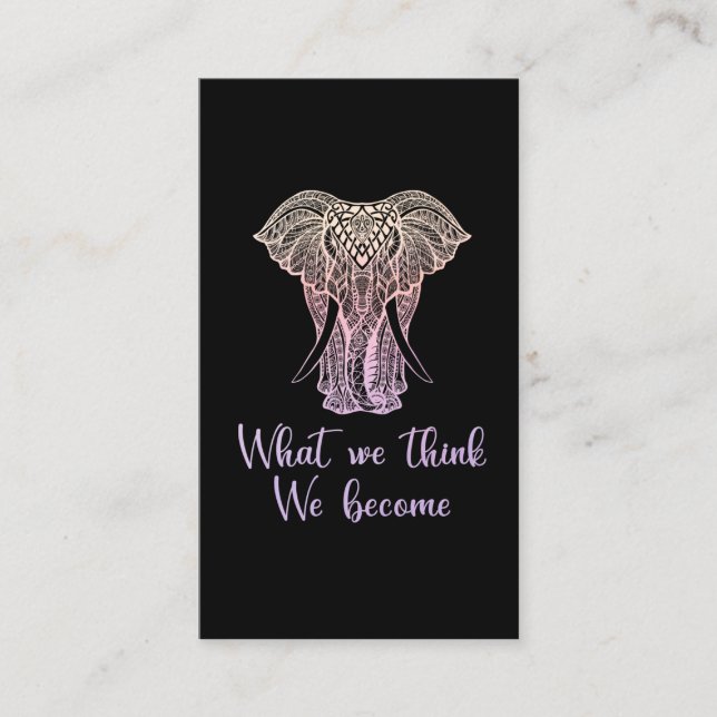 Colourful Elephant Inspirational Buddhism Quote Business Card (Front)