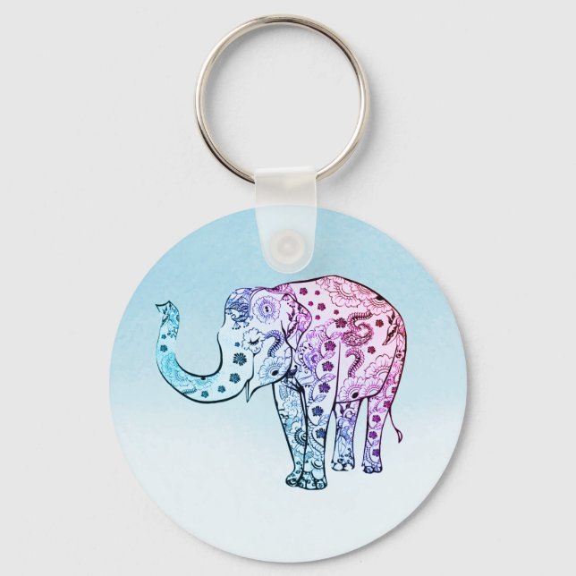 Colourful Elephant Key Ring (Front)