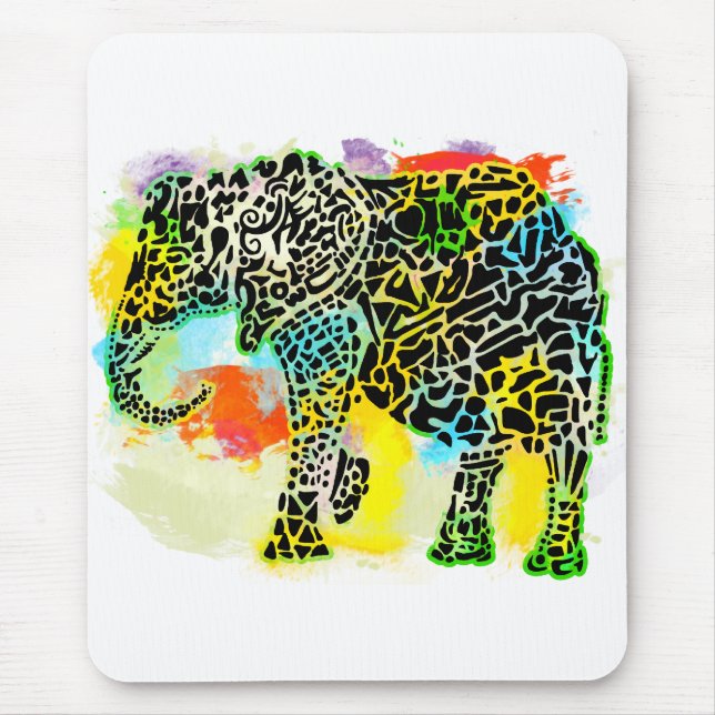 Colourful Elephant Mouse Mat (Front)