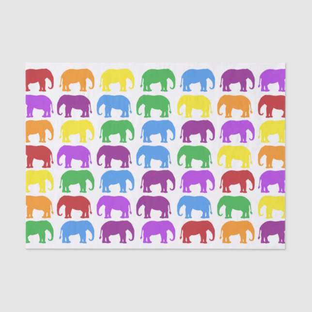 Colourful Elephant Pattern Tissue Paper (Front)