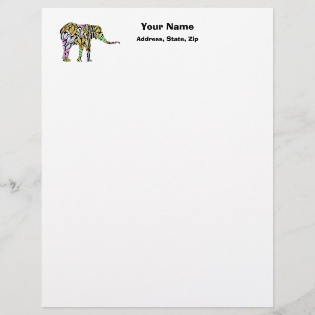 Colourful Elephant Personalized Letterhead (Front)