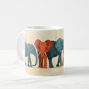 Colourful Elephant Vintage Coffee Mug