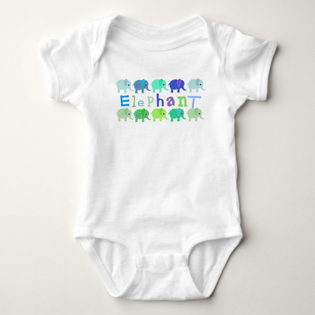 Colourful Elephants Baby Romper Bodysuit (Front)