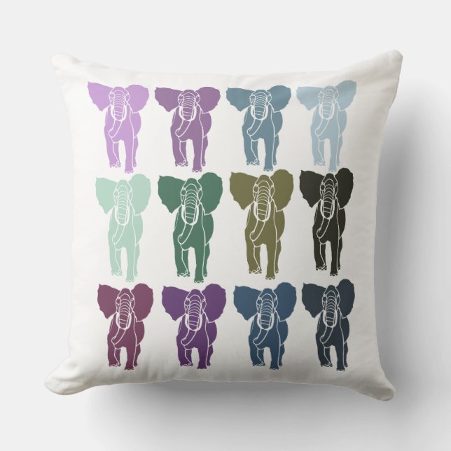 Colourful Elephants Cushion (Front)
