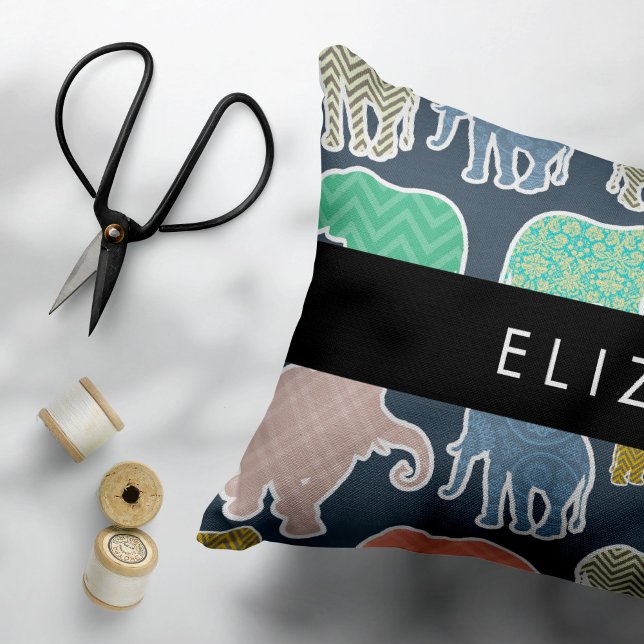 Colourful Elephants, Elephant Pattern, Your Name Pillowcase (Creator Uploaded)