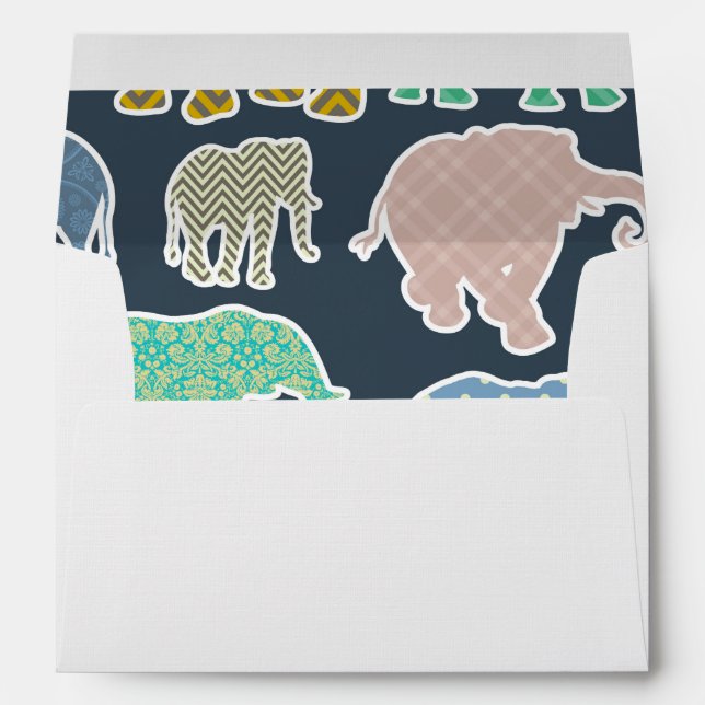 Colourful Elephants, Pattern Of Elephants, Zigzag Envelope (Back (Bottom))