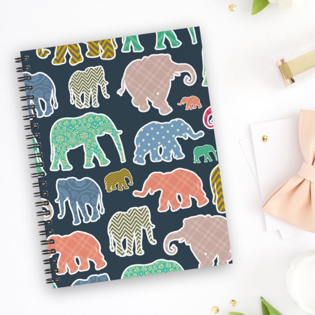 Colourful Elephants, Pattern Of Elephants, Zigzag Notebook (Creator Uploaded)