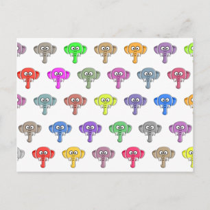 Colourful Elephants Postcard