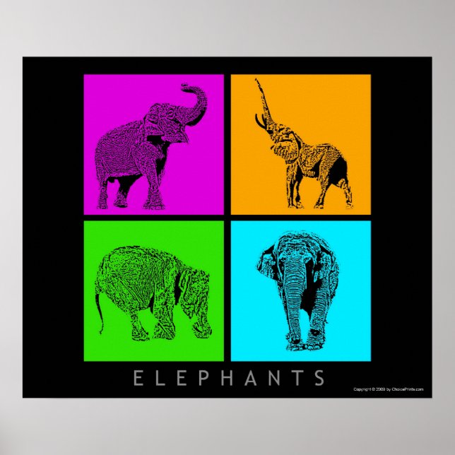 Colourful Elephants Poster (Front)