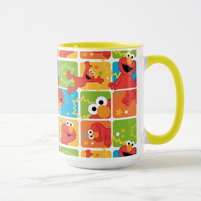 Colourful Elmo Grid Pattern Mug (Right)