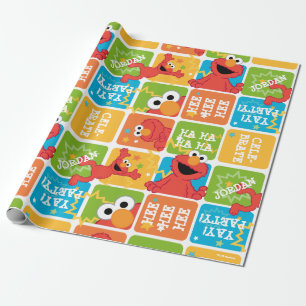 Colourful Elmo Grid Pattern Wrapping Paper