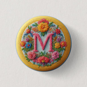 Colourful Embroidered Alphabet Design 3 Cm Round Badge