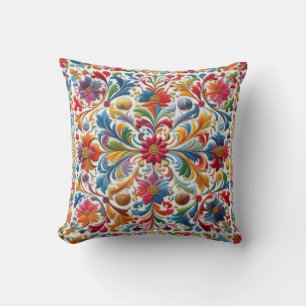 Colourful Embroidery Looking Floral Design Cushion