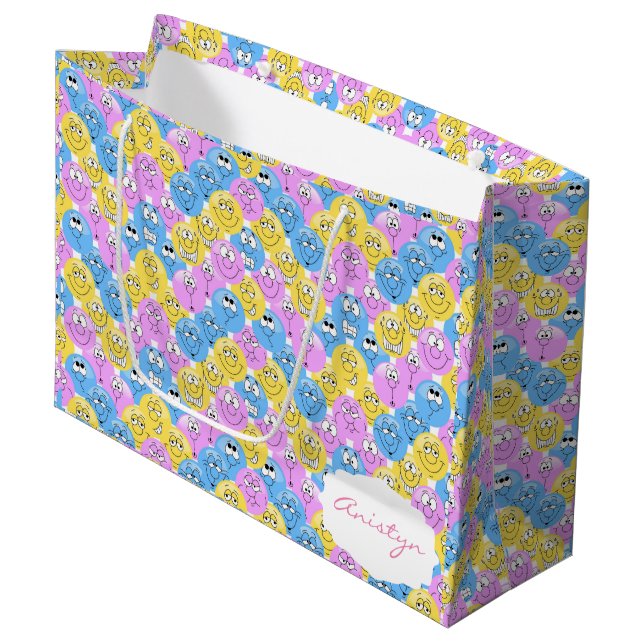 Colourful Emoji Cute Designs Large Gift Bag (Front Angled)