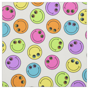 Colourful Emoji Faces Fabric