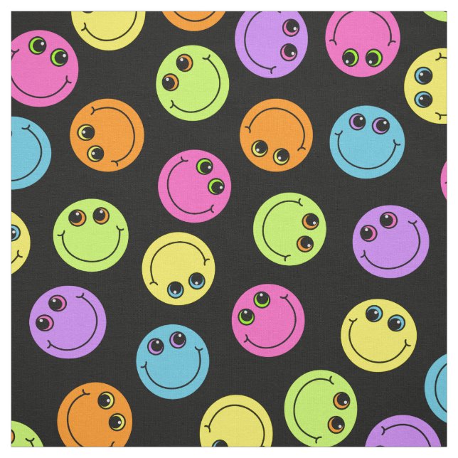 Colourful Emoji Faces Fabric (Swatch)