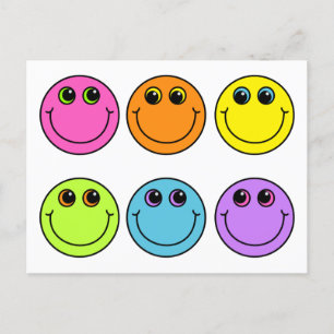 Colourful Emoji Faces Postcard