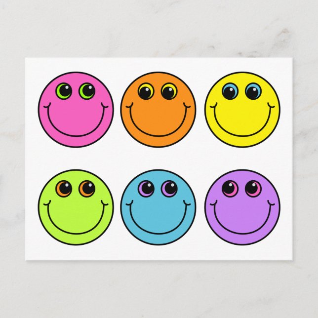 Colourful Emoji Faces Postcard (Front)