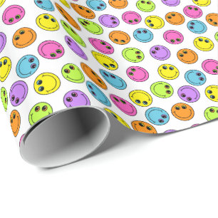 Colourful Emoji Faces Wrapping Paper