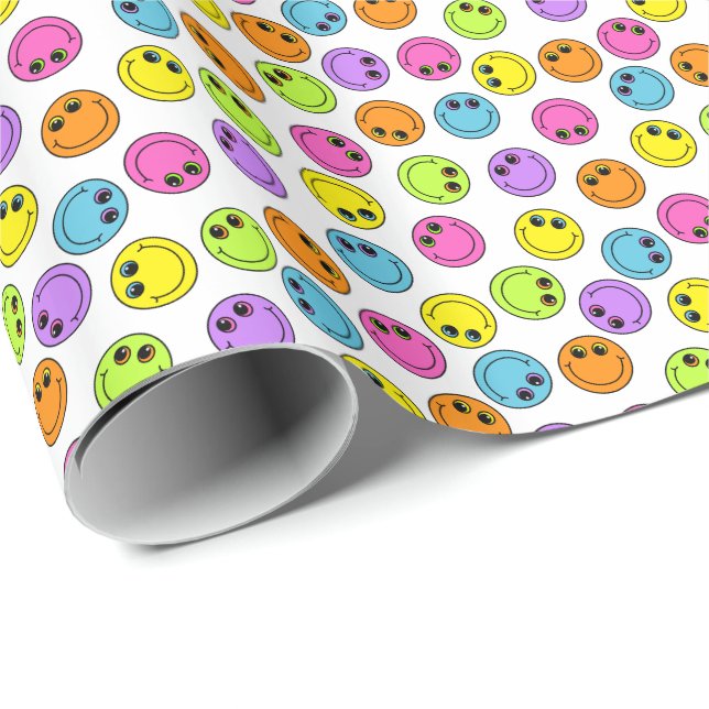 Colourful Emoji Faces Wrapping Paper (Roll Corner)