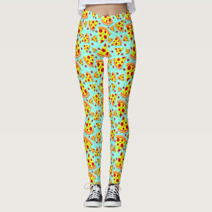 Colourful Emoji Food Pepperoni Pizza Slices Printe Leggings
