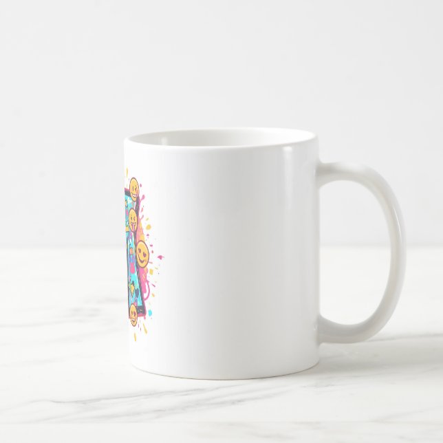 Colourful Emoji Letter M Mug (Right)