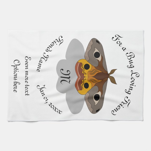 Colourful Emperor Moth Monogram Tea Towel (Horizontal)