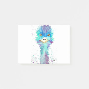 Colourful emu bird Blue watercolor animals  Post-it Notes