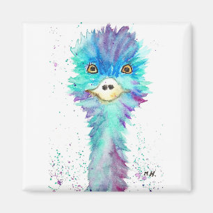 Colourful emu bird magnet