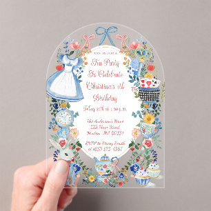 Colourful Enchanted Alice in Wonderland Birthday  Acrylic Invitations