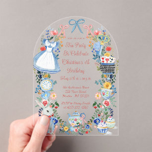 Colourful Enchanted Alice in Wonderland Birthday  Acrylic Invitations