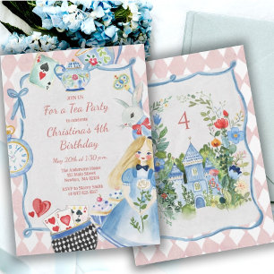 Colourful Enchanted Alice in Wonderland Birthday  Invitation
