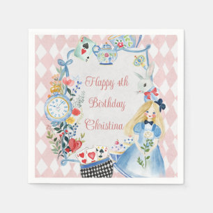 Colourful Enchanted Alice in Wonderland Birthday Napkin