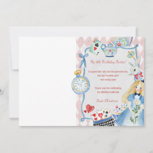 Colourful Enchanted Alice in Wonderland Birthday Thank You Card