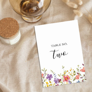 Colourful Enchanted Charm Wild Flower Wedding Table Number