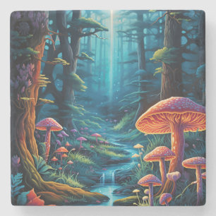 Colourful Enchanted Forest Fantasy Luminescence Stone Coaster