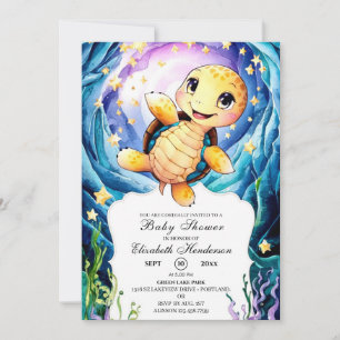 Colourful Enchanted Ocean Turtle Baby Shower Invitation