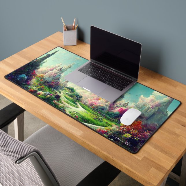 Colourful enchanted panoramic landscape desk mat (Office 2)