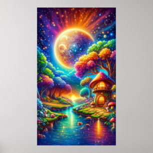 Colourful Enchanted River Landscape Poster