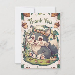 Colourful Enchanted Wolf Thank You Card