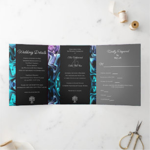 Colourful Enchantment Wedding Tri-Fold Invitation