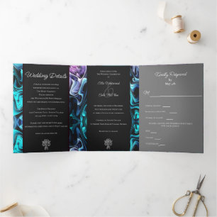 Colourful Enchantment Wedding Tri-Fold Invitation