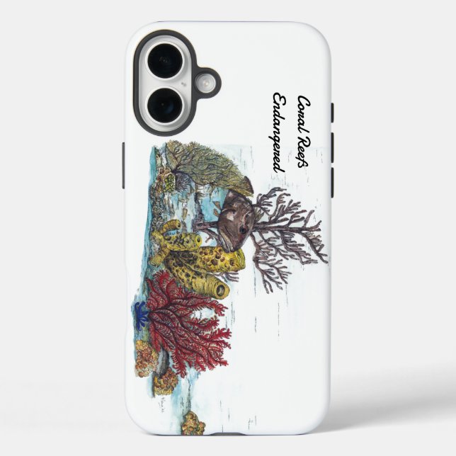 Colourful Endangered Hand Painted Coral Reef Case-Mate iPhone Case (Back)