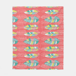 Colourful Endless Feather Texture Fleece Blanket