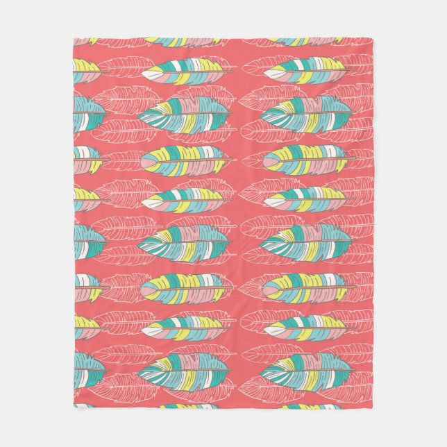 Colourful Endless Feather Texture Fleece Blanket (Front)