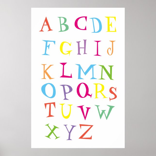Colourful English alphabet poster for kids (Front)