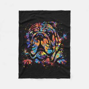 Colourful English Bulldog Portrait Fleece Blanket