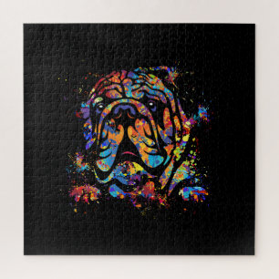 Colourful English Bulldog Portrait Jigsaw Puzzle