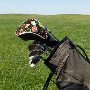 Colourful English garden flowers pattern monograms Golf Head Cover